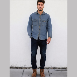 Vintage 90s Denim Jean Jacket Flannel Lined Chore Coat